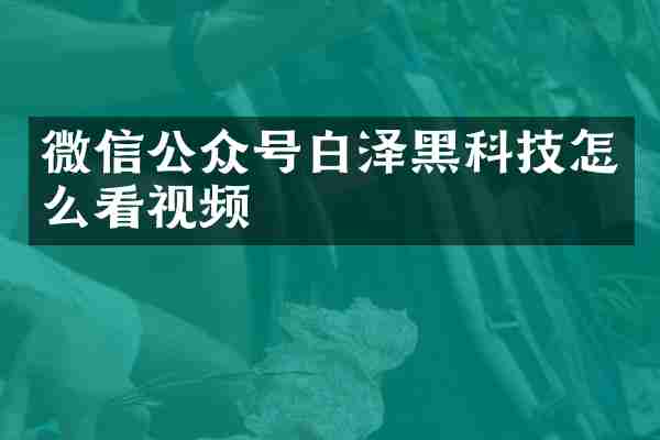 微信公众号白泽黑科技怎么看视频