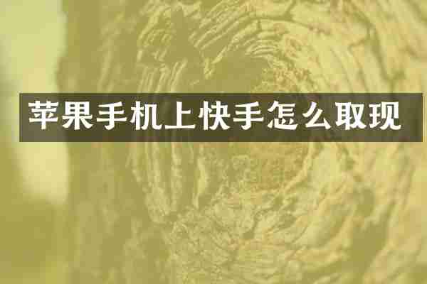 苹果手机上快手怎么取现