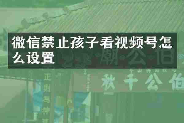微信禁止孩子看视频号怎么设置