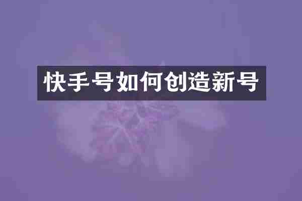 快手号如何创造新号