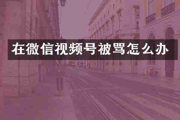 在微信视频号被骂怎么办