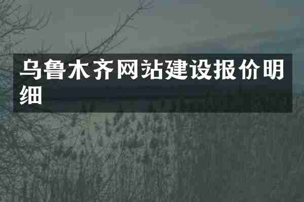 乌鲁木齐网站建设报价明细