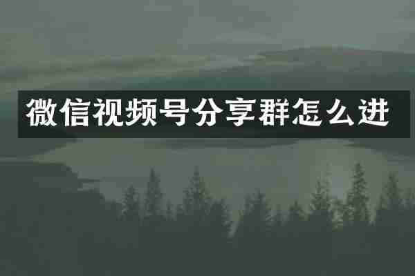 微信视频号分享群怎么进