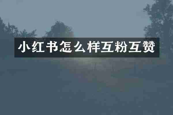 小红书怎么样互粉互赞