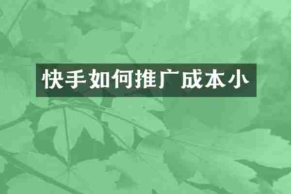 快手如何推广成本小