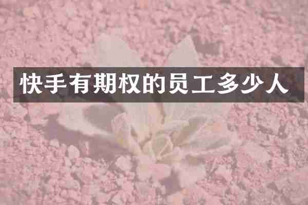快手有期权的员工多少人