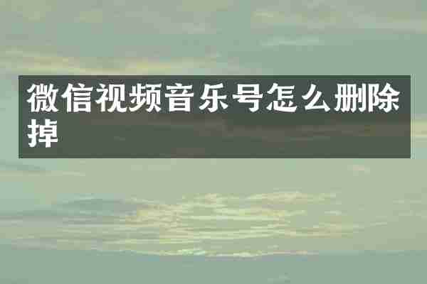微信视频音乐号怎么删除掉