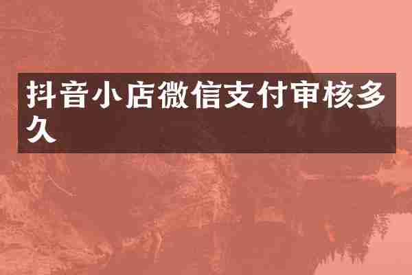 抖音小店微信支付审核多久