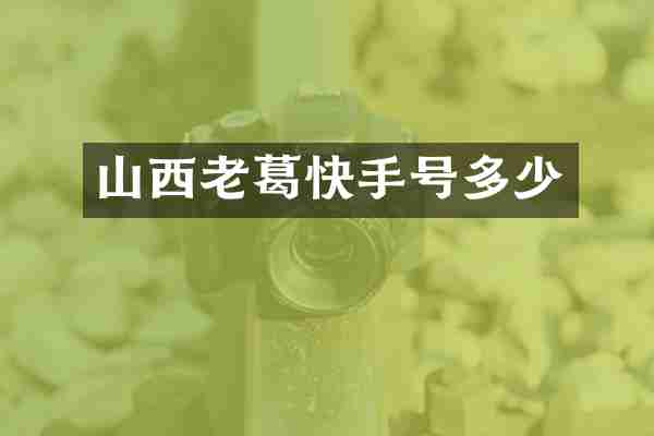 山西老葛快手号多少
