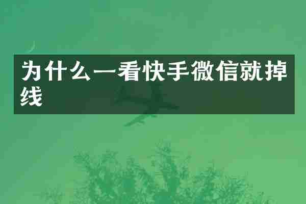 为什么一看快手微信就掉线