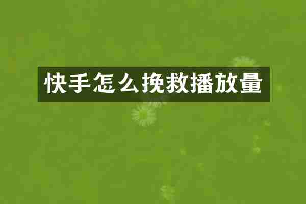 快手怎么挽救播放量