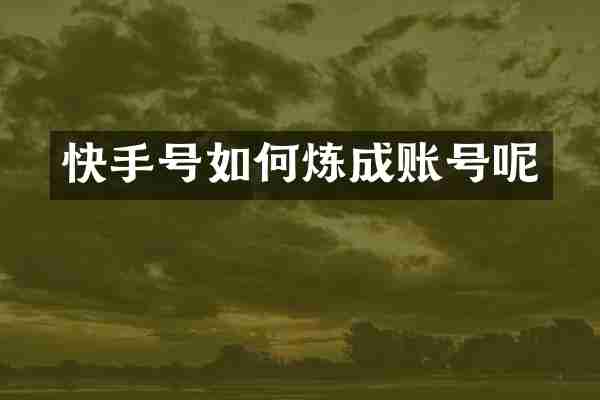快手号如何炼成账号呢