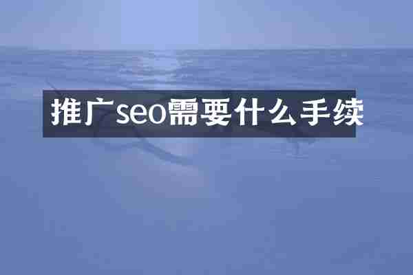 推广seo需要什么手续