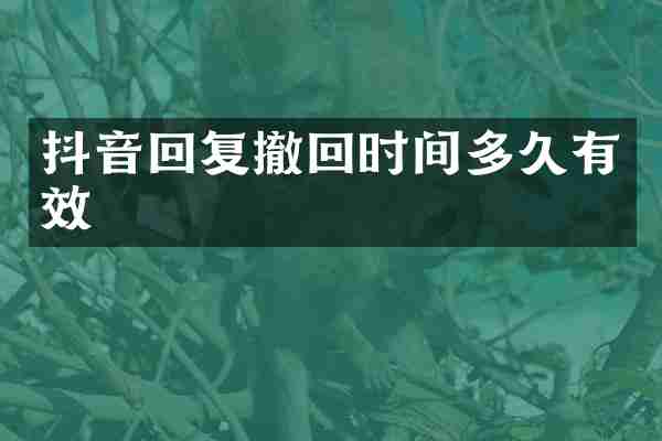 抖音回复撤回时间多久有效