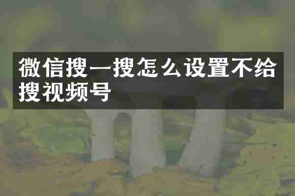 微信搜一搜怎么设置不给搜视频号