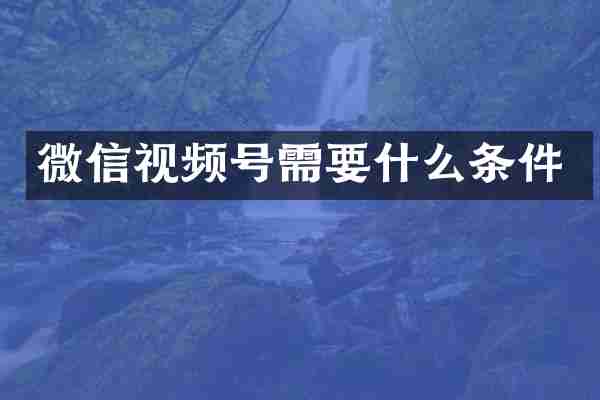 微信视频号需要什么条件