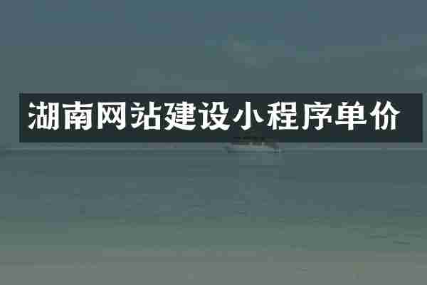 湖南网站建设小程序单价