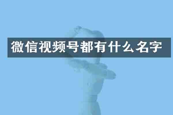 微信视频号都有什么名字