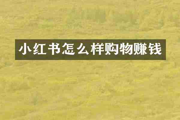 小红书怎么样购物赚钱