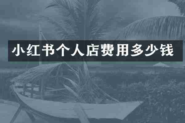 小红书个人店费用多少钱