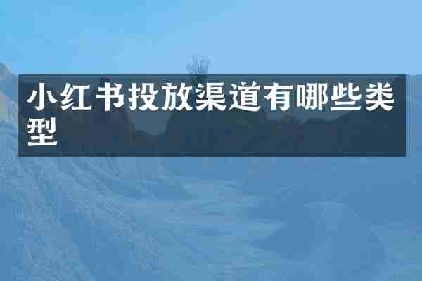 小红书投放渠道有哪些类型