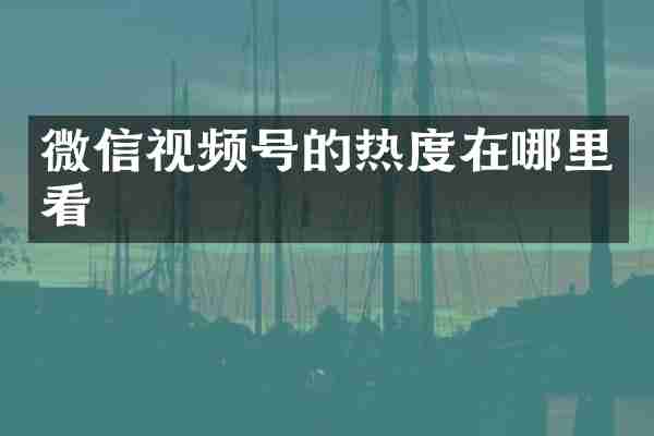 微信视频号的热度在哪里看