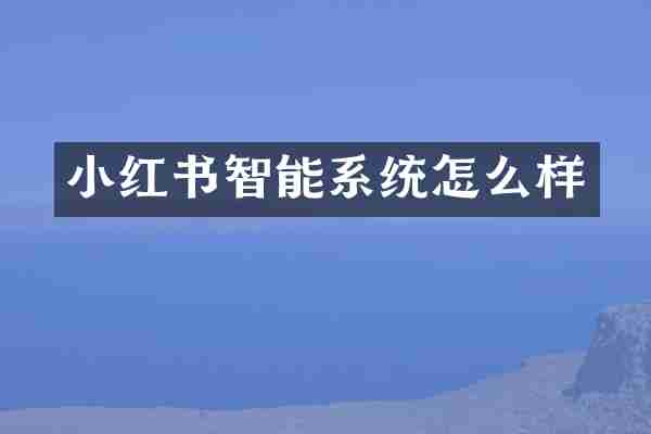 小红书智能系统怎么样
