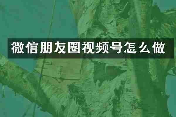 微信朋友圈视频号怎么做