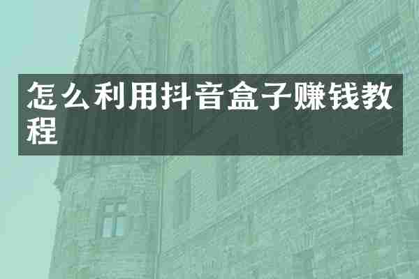怎么利用抖音盒子赚钱教程