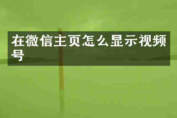 在微信主页怎么显示视频号
