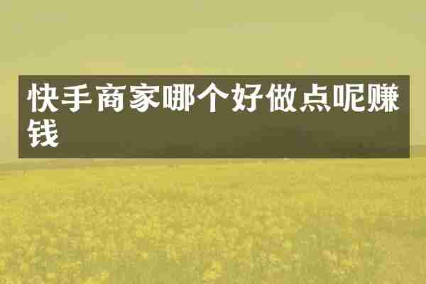 快手商家哪个好做点呢赚钱