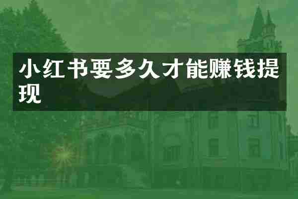 小红书要多久才能赚钱提现