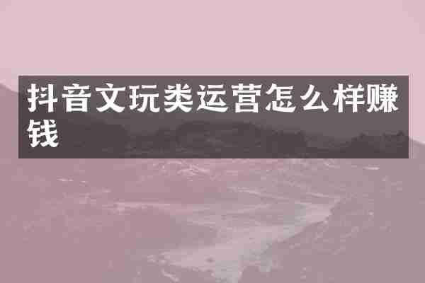 抖音文玩类运营怎么样赚钱