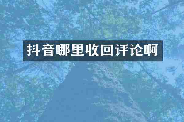 抖音哪里收回评论啊