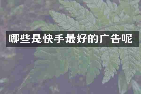 哪些是快手最好的广告呢