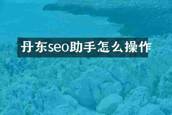 丹东seo助手怎么操作