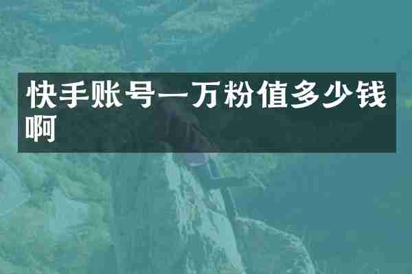 快手账号一万粉值多少钱啊