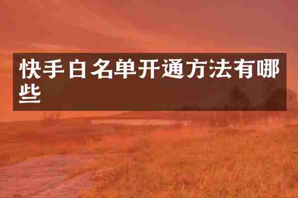 快手白名单开通方法有哪些