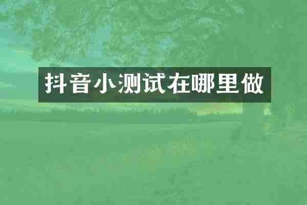 抖音小测试在哪里做