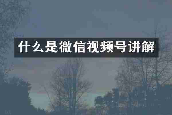 什么是微信视频号讲解