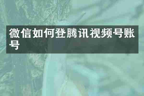 微信如何登腾讯视频号账号