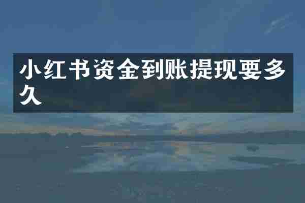 小红书资金到账提现要多久