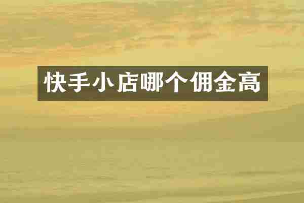 快手小店哪个佣金高