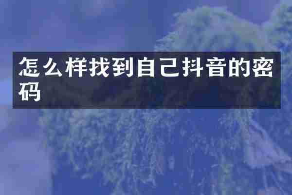 怎么样找到自己抖音的密码