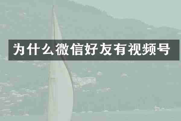 为什么微信好友有视频号
