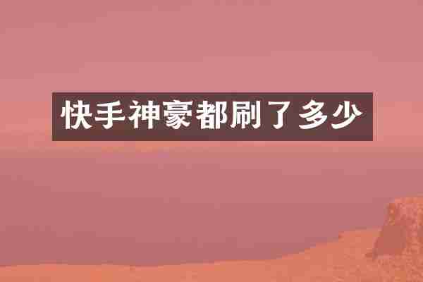 快手神豪都刷了多少