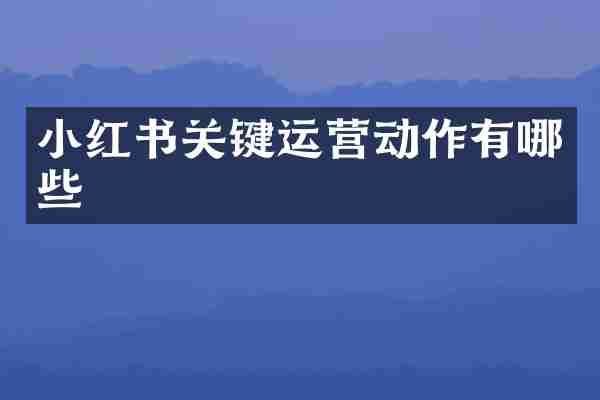 小红书关键运营动作有哪些