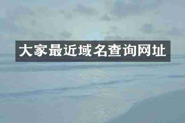 大家最近域名查询网址