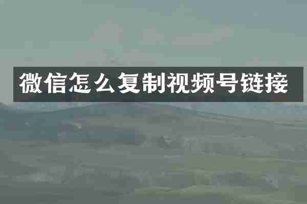 微信怎么复制视频号链接