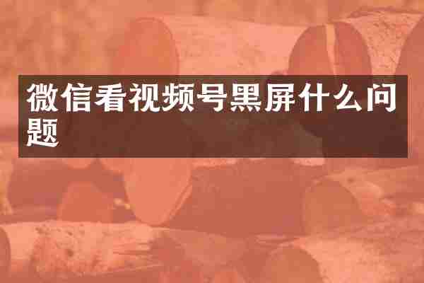 微信看视频号黑屏什么问题
